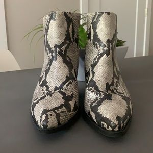 Naturalizer Mikey Bootie in Brown/Ivory Snake Skin